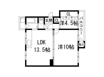 東仁川団地2号棟(2LDK/2階)の間取り写真