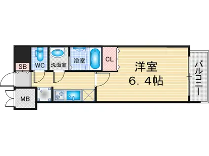 ディアレイシャス名古屋中村公園II(1K/6階)の間取り写真