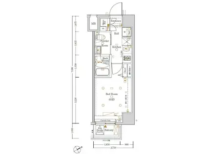 ログ鶴見(1K/6階)の間取り写真