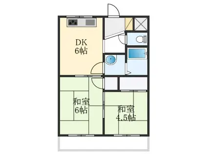 伊勢羽衣6501(2DK/3階)の間取り写真