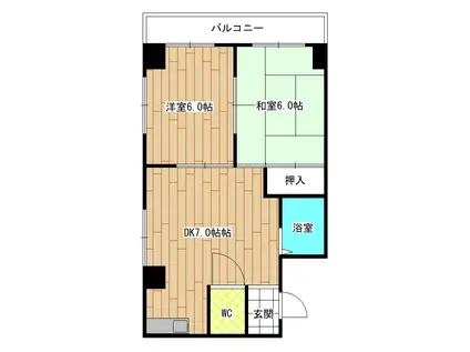 一木ビル(2DK/2階)の間取り写真