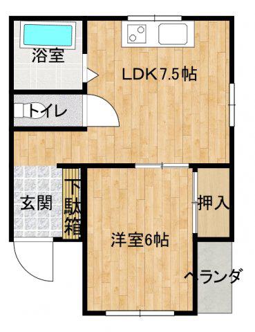 宮田ビル(1DK/3階)の間取り写真