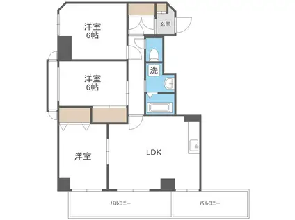 アクティブプラザ上野幌(3LDK/6階)の間取り写真