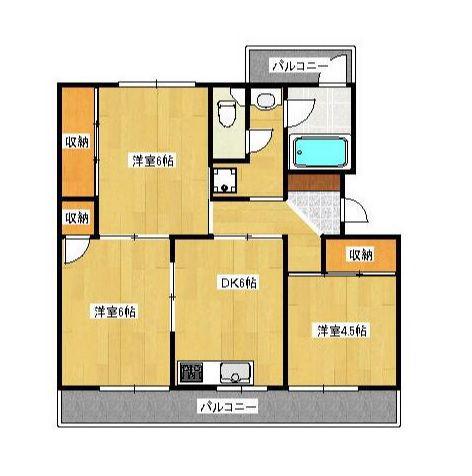 屋島パークハイツ(3DK/2階)の間取り写真