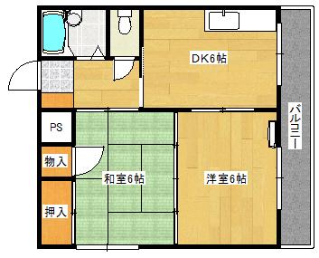 第6タナカビル(2DK/2階)の間取り写真