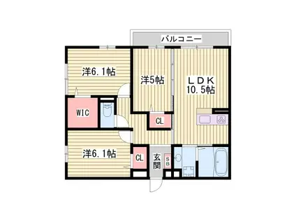メゾン ド ラピスラジュリ(3LDK/1階)の間取り写真