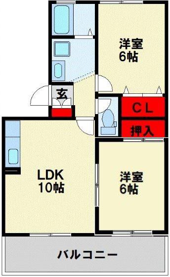 トロワフィーユ(2LDK/2階)の間取り写真
