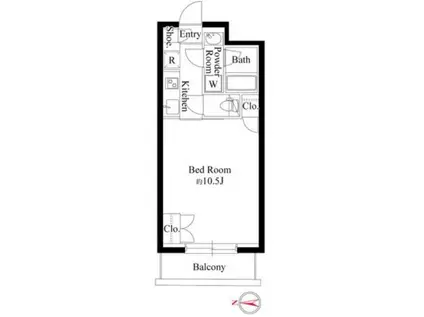 グランパセオ代々木上原II(1K/2階)の間取り写真