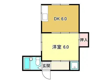 五百蔵アパート(1DK/2階)の間取り写真