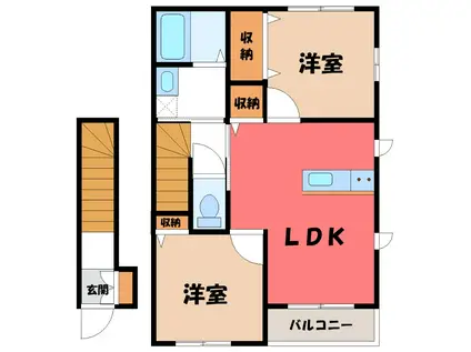 マルベリーフィールド(2LDK/2階)の間取り写真