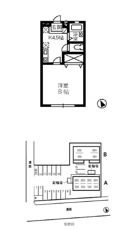 コーポ神正A棟(1K/1階)の間取り写真