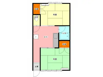 戸辺ハイツB(2DK/1階)の間取り写真