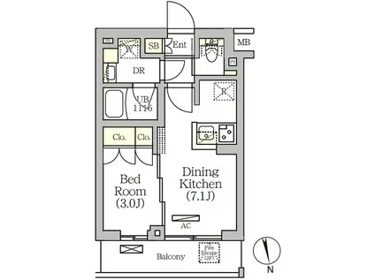 アークマーク南品川(1DK/2階)の間取り写真