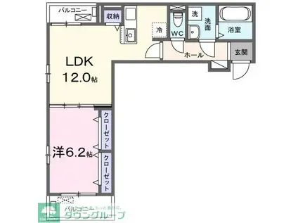 アンテムノン(1LDK/2階)の間取り写真