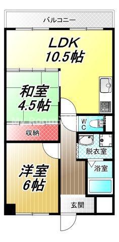 ブリス八尾(2LDK/2階)の間取り写真