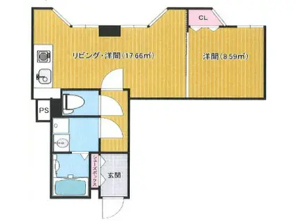 桜川市松ビル(1LDK/5階)の間取り写真
