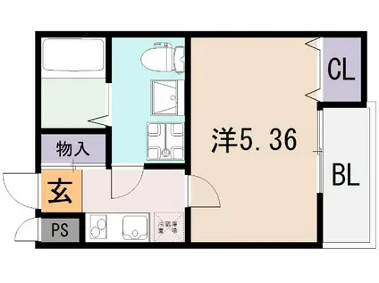 ブライト近大前(1K/1階)の間取り写真