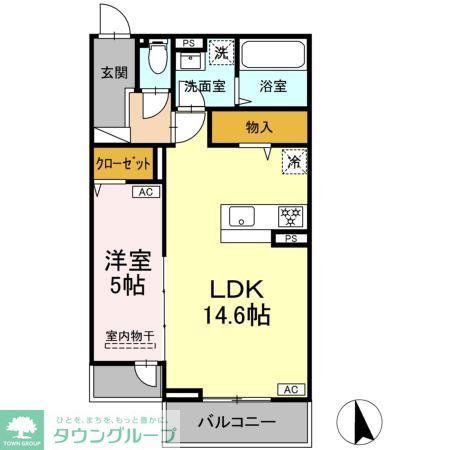 セレスティア竹ノ塚II(1LDK/3階)の間取り写真