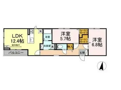 サウスヒルズ世田谷(2LDK/2階)の間取り写真