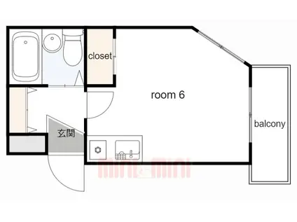 ヒルズ野間(1K/2階)の間取り写真