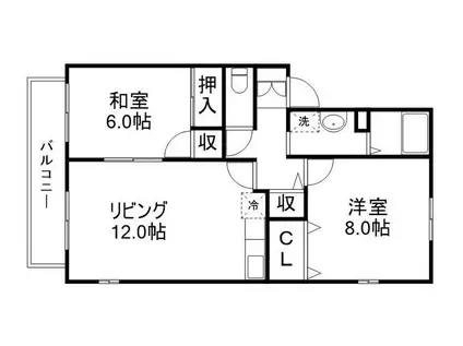 ウィルモア池田(2LDK/2階)の間取り写真