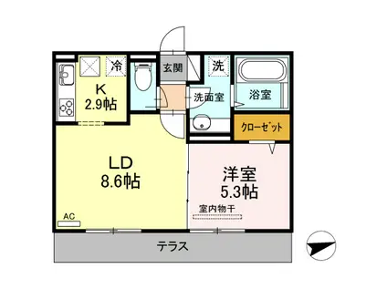 POLONIA KOKURA-KITAポロニア小倉北(1LDK/1階)の間取り写真