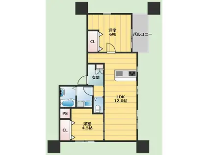 AMOUR FLEURIR 若竹(2LDK/3階)の間取り写真