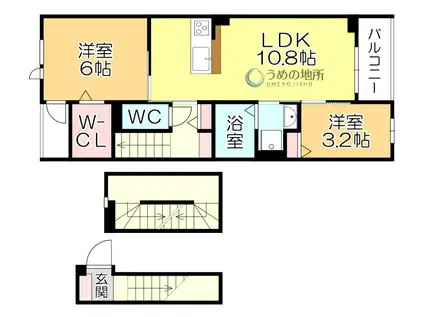 ファミリア長門石(2LDK/3階)の間取り写真