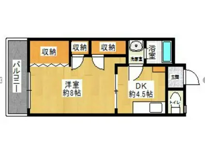 ヴィラ春日原(1DK/4階)の間取り写真