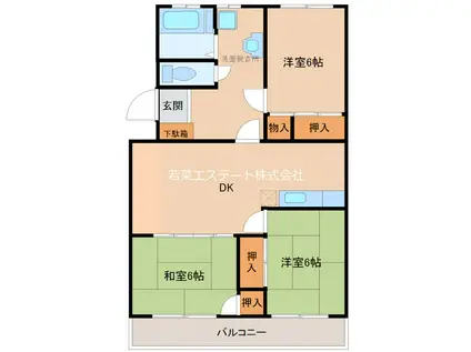 エスぺランクレール長門石(3LDK/3階)の間取り写真