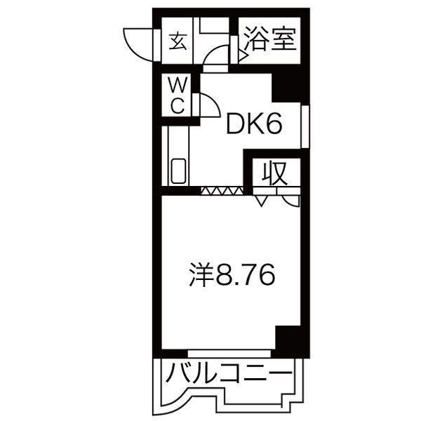 フラット北26条(1DK/7階)の間取り写真