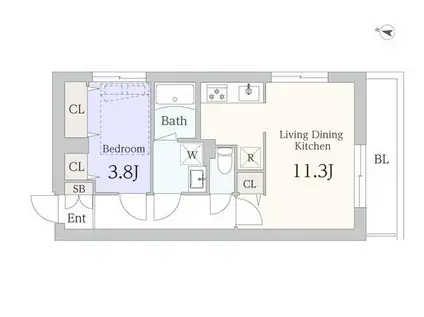 GRANDUO千歳船橋5(1LDK/2階)の間取り写真