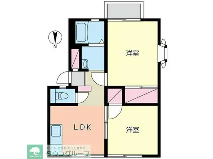 フラット鷺沼(2LDK/2階)の間取り写真