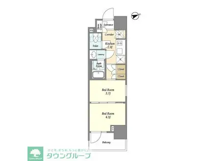 ヴィラクレール浅草(2K/4階)の間取り写真