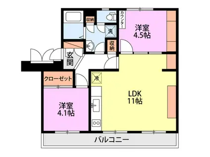 高志レジデンス(2LDK/5階)の間取り写真