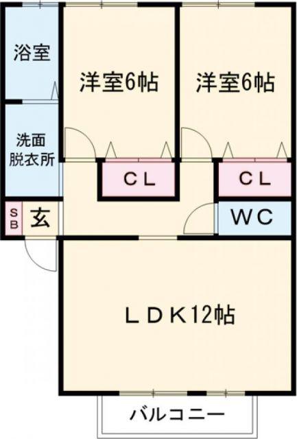 サンガーデン(2LDK/2階)の間取り写真