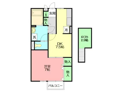 ハイネスK(1DK/2階)の間取り写真