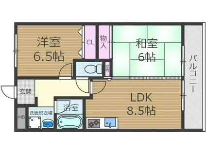 サンシャイン茨木(2LDK/3階)の間取り写真