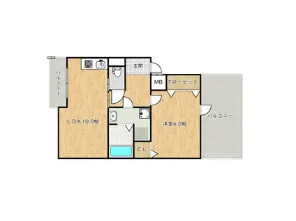 近鉄長野線 喜志駅 徒歩4分 4階建 築21年(1DK/1階)の間取り写真