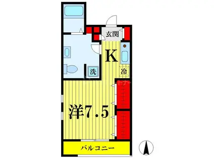 テール・カンパーニュ(ワンルーム/1階)の間取り写真