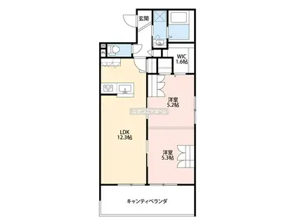 セレーノ西所沢(2LDK/3階)の間取り写真