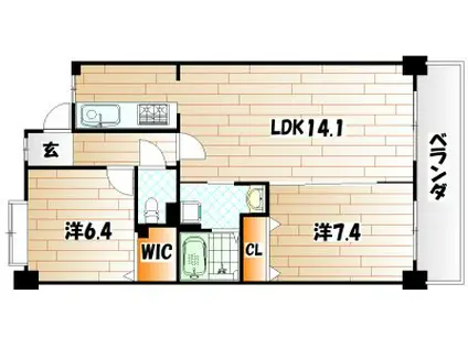 ルワージュ八幡駅前II(2LDK/8階)の間取り写真