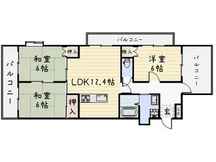 シャトレ諏訪町(3LDK/8階)の間取り写真