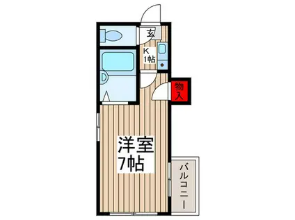 マンション麗和(1K/2階)の間取り写真
