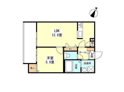 HERITAGE八雲(1LDK/1階)の間取り写真