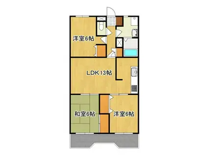 ヴェルドール甲府(3LDK/1階)の間取り写真