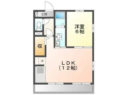 セジュールKAKUDA(1LDK/2階)の間取り写真