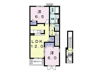 サニ-プロムナ-ドI(2LDK/2階)の間取り写真