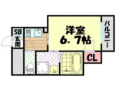 グランパシフィック芦原橋駅前(ワンルーム/3階)の間取り写真