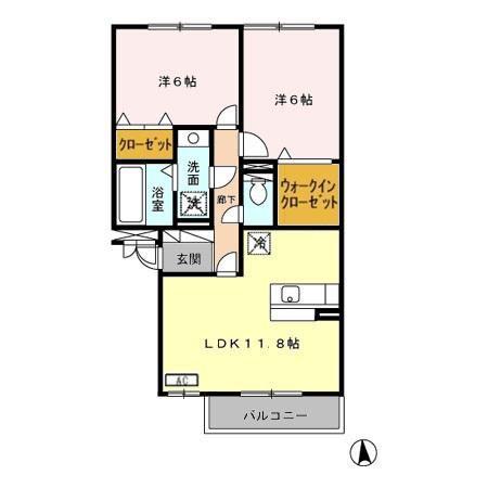 リバーサイド・K(2LDK/3階)の間取り写真